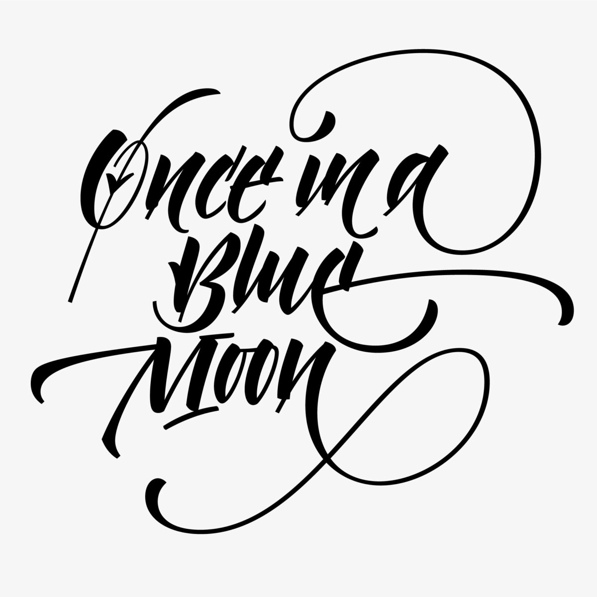 Grafika z napisem "Once in a Blue Moon" 