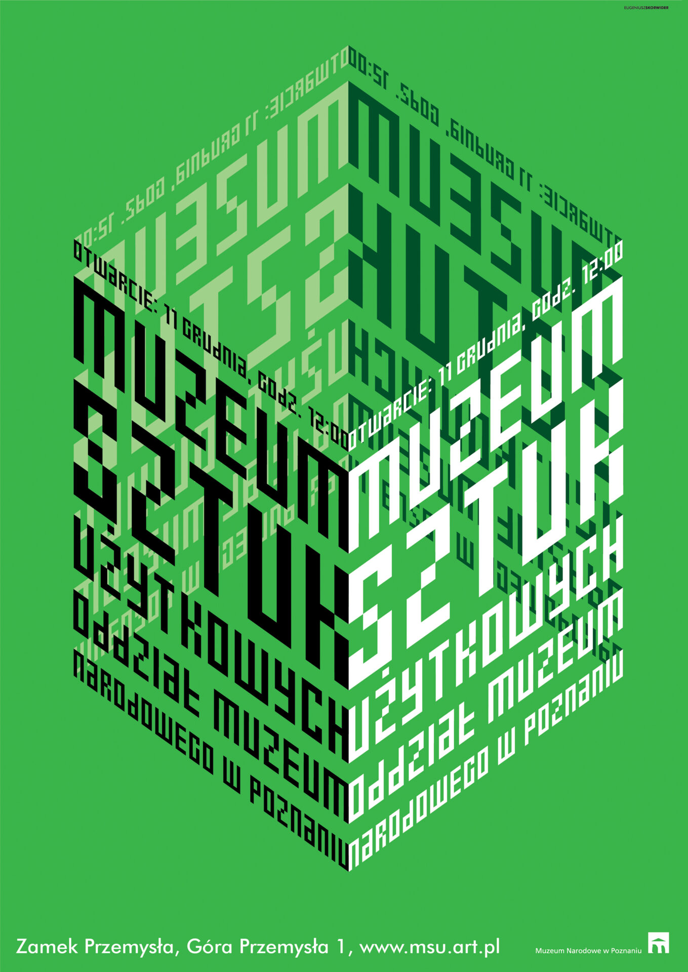 Plakat informujący o otwarciu Muzeum Sztuk Użytkowych w Poznaniu.