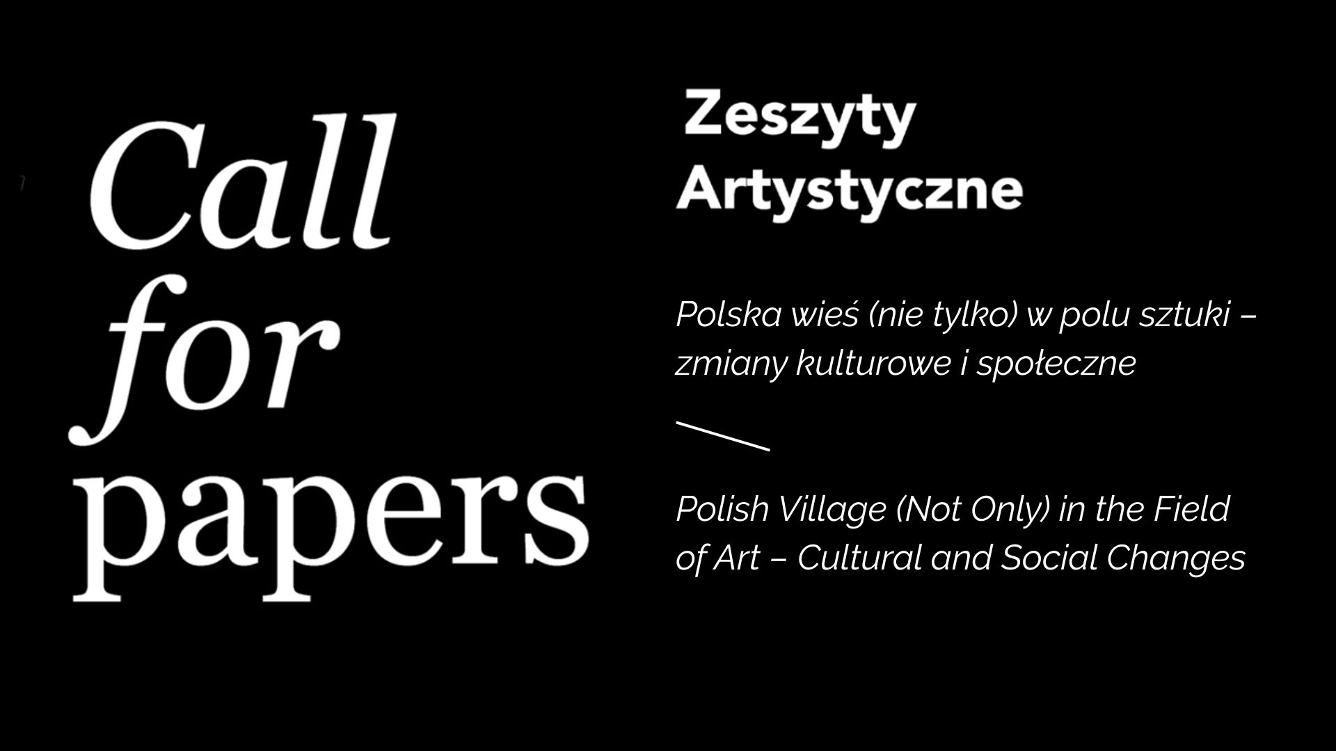 „Zeszyty Artystyczne” – Call for papers: