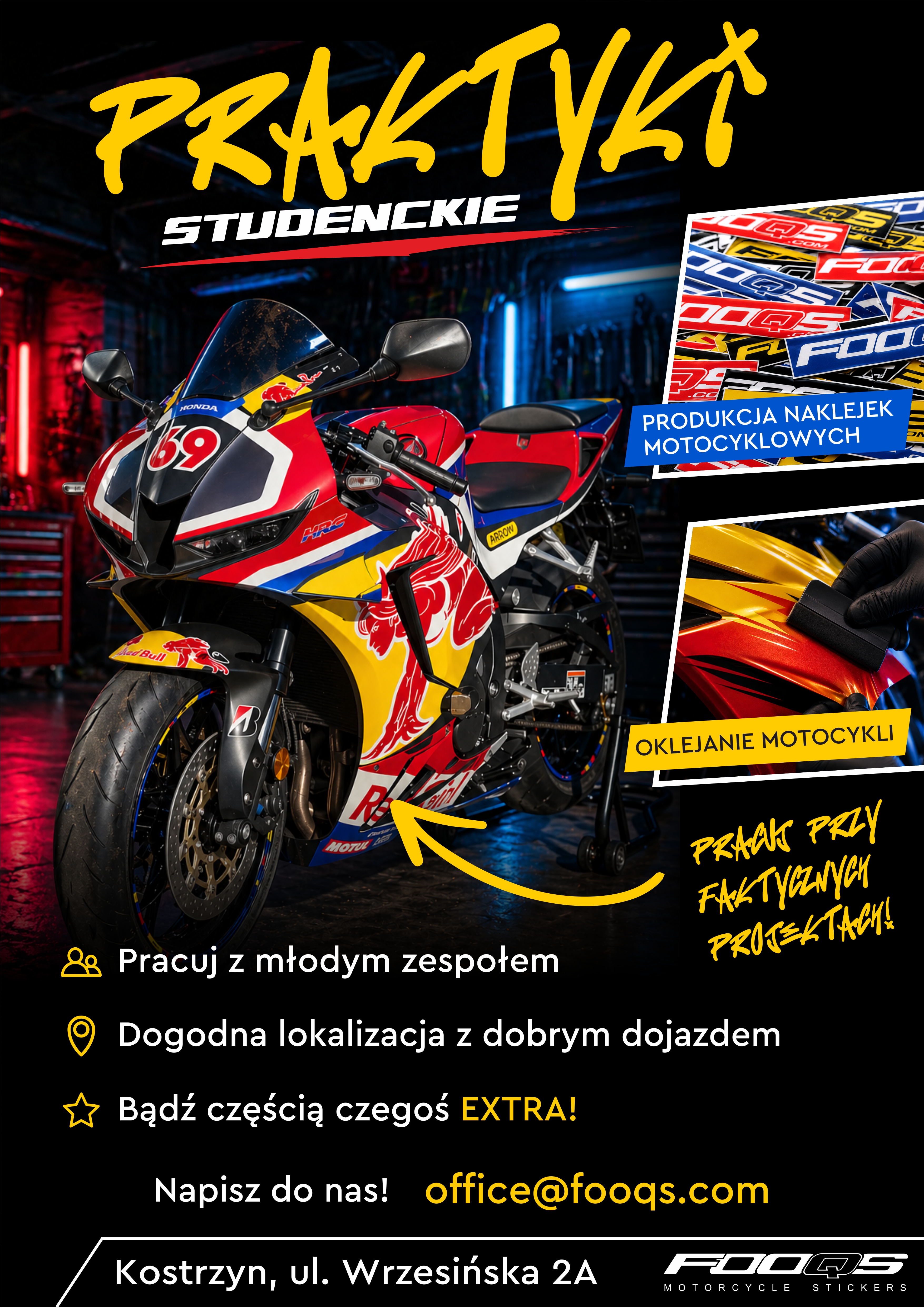 Praktyki studenckie w studio motocyklowym Fooqs.