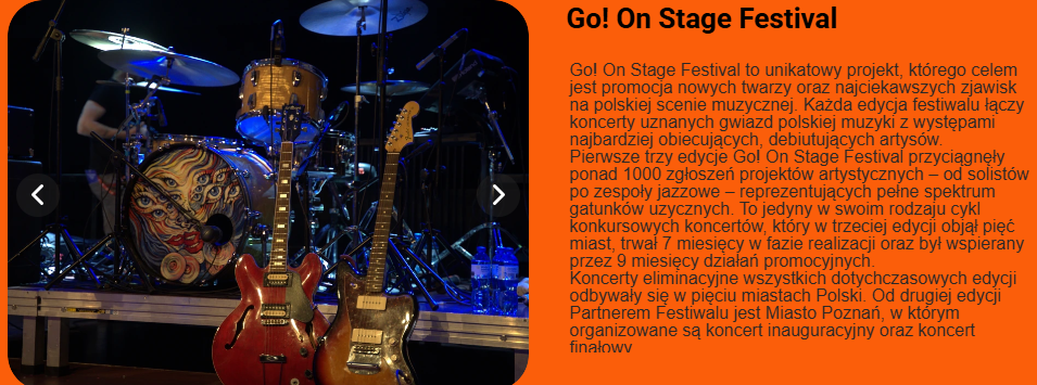 Praktyki studenckie przy realizacji koncertów finałowych 3 edycji Go! On Stage Festival / 25-26 lipca Poznań Centrum Kultury Zamek