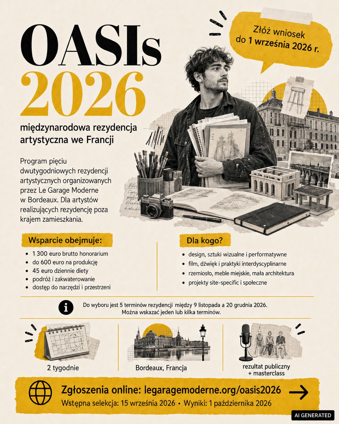 OASIs 2026 – rezydencja artystyczna w Bordeaux